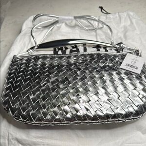 Walter Baker Silver Woven Clutch